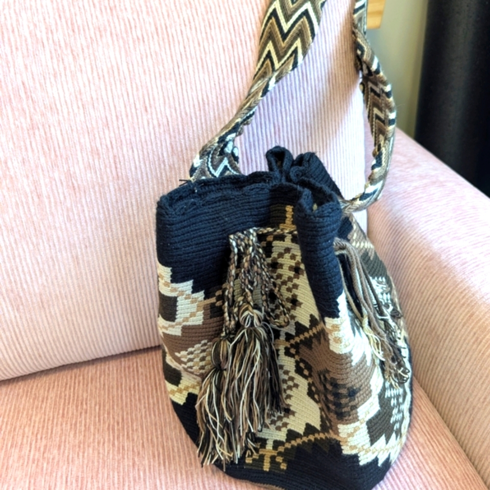 Black and Brown HandWoven Bucket. Bag